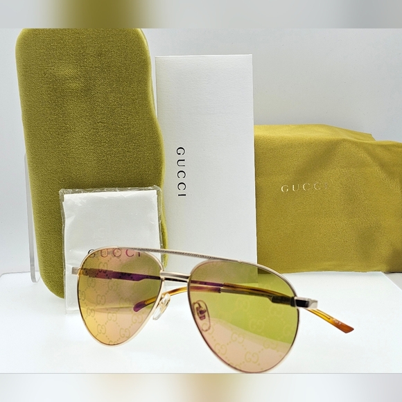 GUCCI AVIATOR GG LOGO GG1679S GOLD UNISEX - Picture 5 of 15